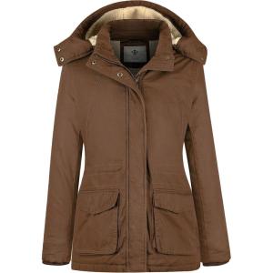 Wenven Women’s Winter Warm Sherpa Lined Jacket Heavy Parka Coat with Hood(Brown)