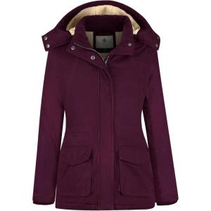 Wenven Women’s Winter Warm Sherpa Lined Jacket Heavy Parka Coat with Hood(Deep Wine)