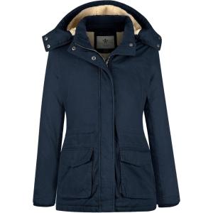Wenven Women’s Winter Warm Sherpa Lined Jacket Heavy Parka Coat with Hood(Navy)