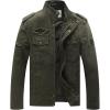 WenVen Men’s Casual Canvas Cotton Jacket Warm Winter Coat Lightweight Military Utility Jacket(Army Green)