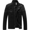 WenVen Men’s Casual Canvas Cotton Jacket Warm Winter Coat Lightweight Military Utility Jacket(Black)