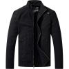 WenVen Men’s Casual Canvas Cotton Military Jacket Lightweight Zip Up Outwear(Black)