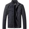 WenVen Men’s Casual Canvas Cotton Military Jacket Lightweight Zip Up Outwear(Gray)