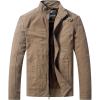 WenVen Men’s Casual Canvas Cotton Military Jacket Lightweight Zip Up Outwear(Khaki)