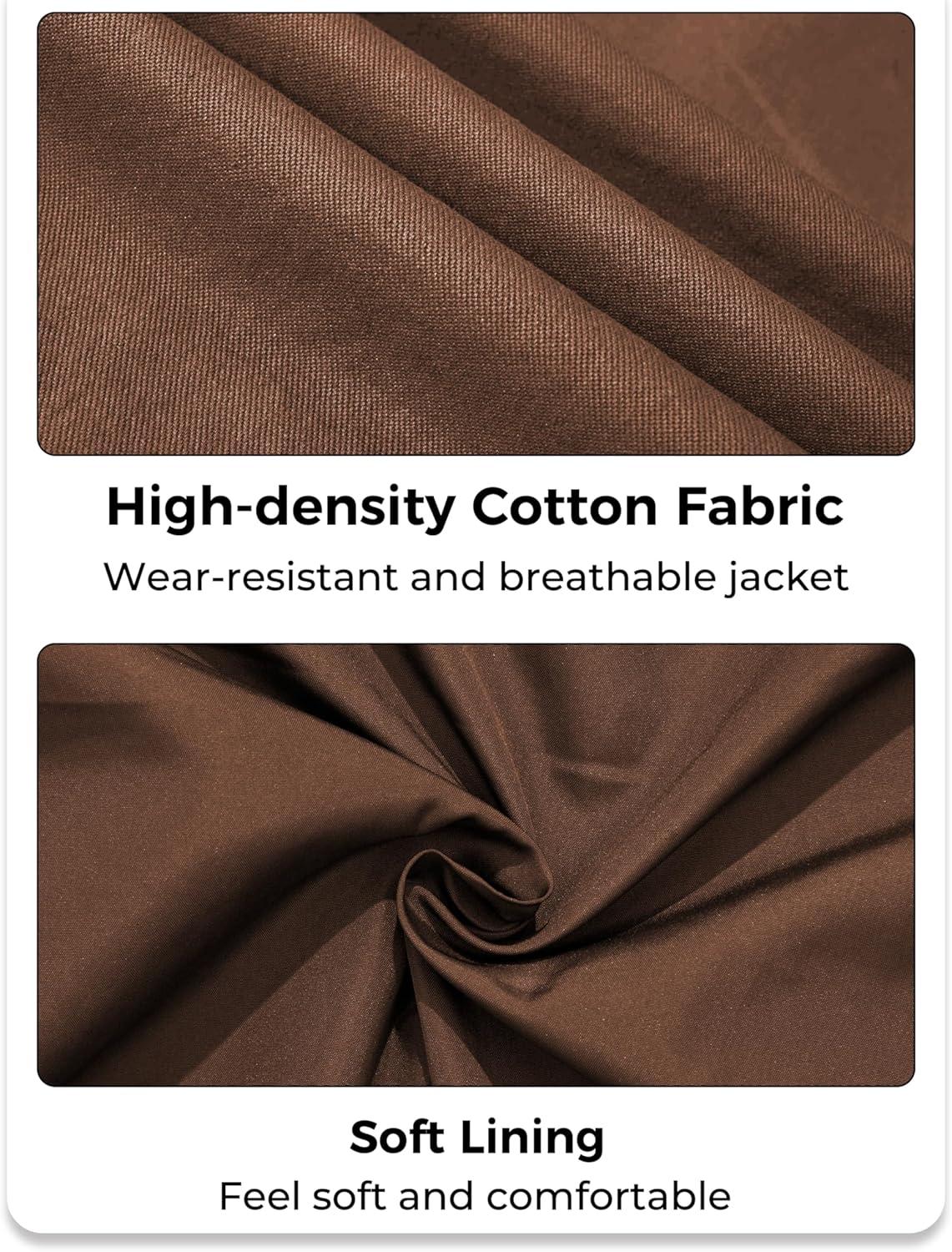 imageWenVen Mens Casual Canvas Cotton Jacket Hooded Military Utility JacketDeep Brown