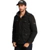 WenVen Men’s Casual Canvas Cotton Jacket Hooded Military Utility Jacket(Dark Black)