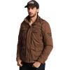 WenVen Men’s Casual Canvas Cotton Jacket Hooded Military Utility Jacket(Deep Brown)