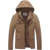WenVen Men’s Casual Canvas Cotton Jacket Hooded Military Utility Jacket(Camel)