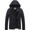 WenVen Men’s Casual Canvas Cotton Jacket Hooded Military Utility Jacket(Dark Grey)