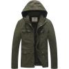 WenVen Men’s Casual Canvas Cotton Jacket Hooded Military Utility Jacket(Military Green)