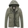 WenVen Men’s Casual Canvas Cotton Jacket Hooded Military Utility Jacket(Olive)
