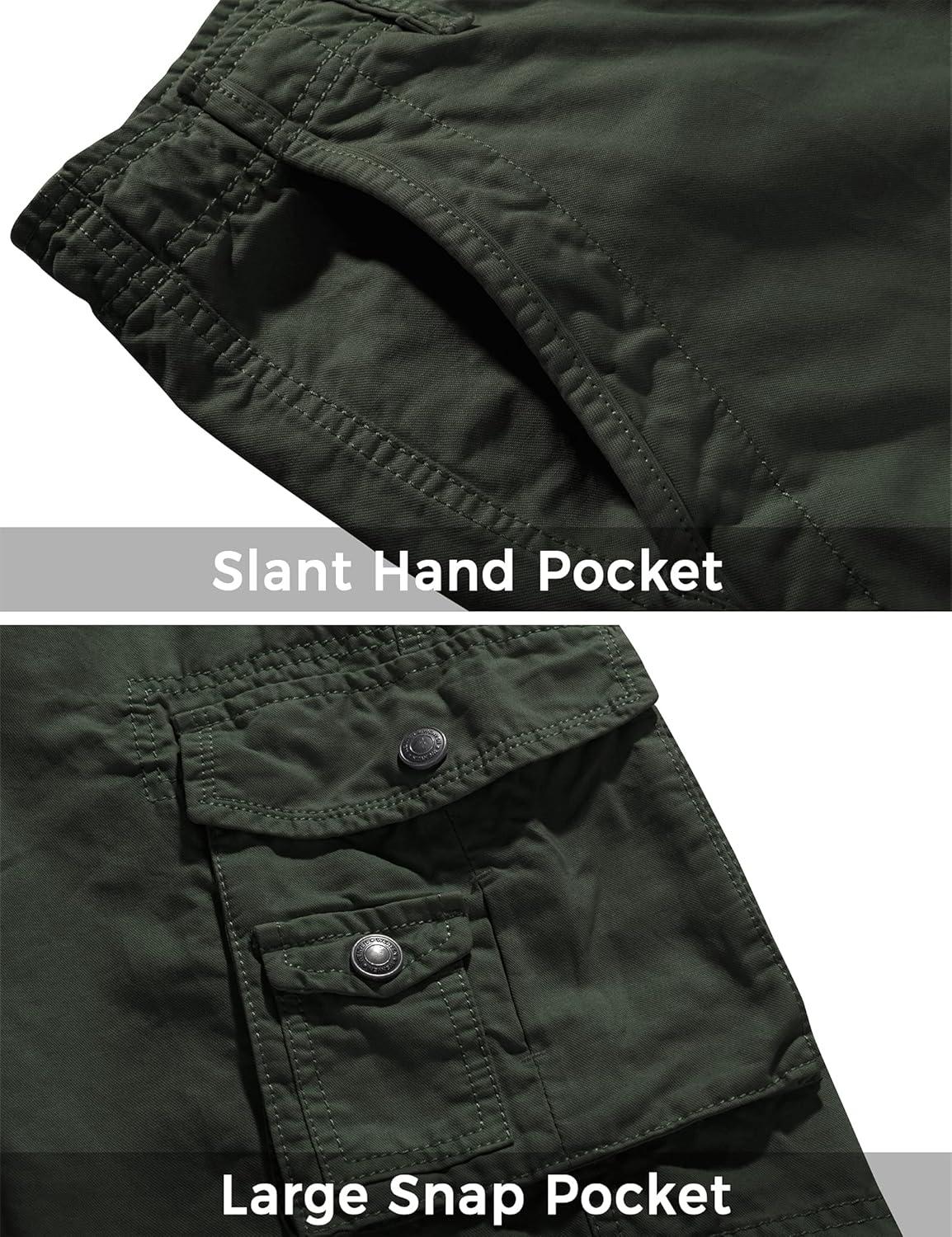 imageWenVen Mens Cotton Twill Cargo Shorts Classic Relaxed Fit Reg and Big amp Tall SizesArmy Green
