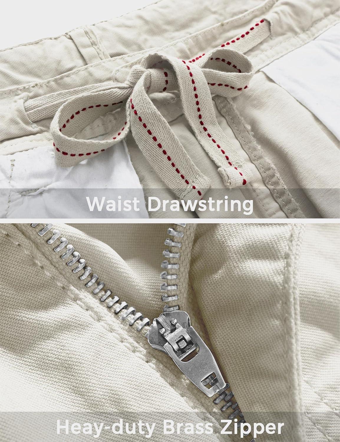 imageWenVen Mens Cotton Twill Cargo Shorts Classic Relaxed Fit Reg and Big amp Tall SizesBeige