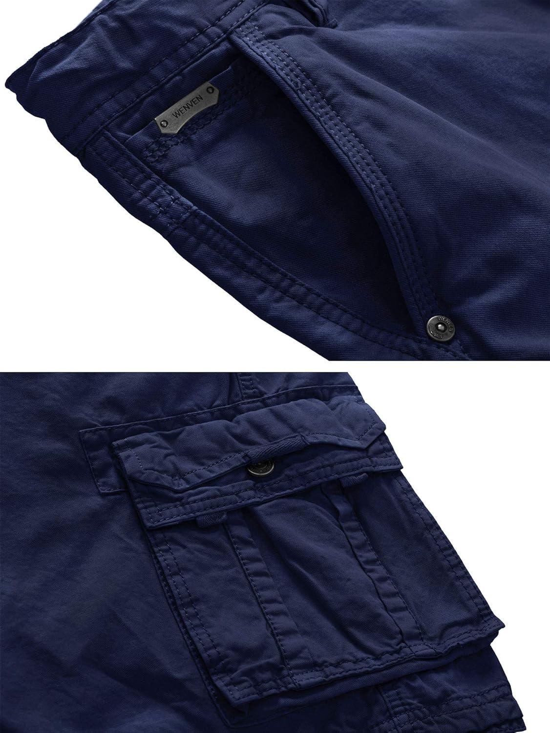 imageWenVen Mens Cotton Twill Cargo Shorts Classic Relaxed Fit Reg and Big amp Tall SizesBlue