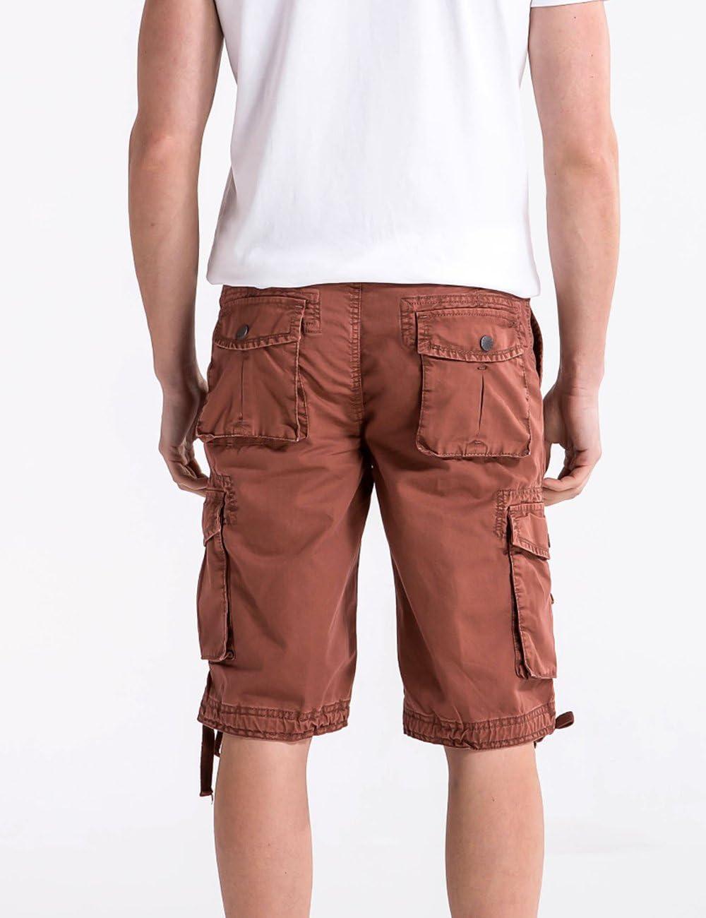 imageWenVen Mens Cotton Twill Cargo Shorts Classic Relaxed Fit Reg and Big amp Tall SizesBrick Red