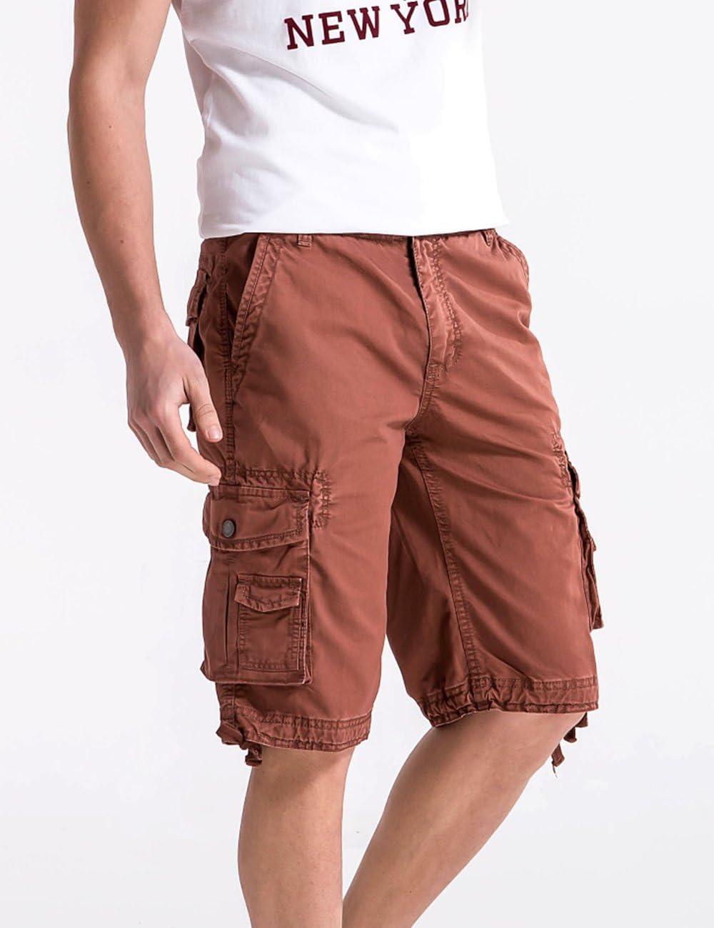 imageWenVen Mens Cotton Twill Cargo Shorts Classic Relaxed Fit Reg and Big amp Tall SizesBrick Red