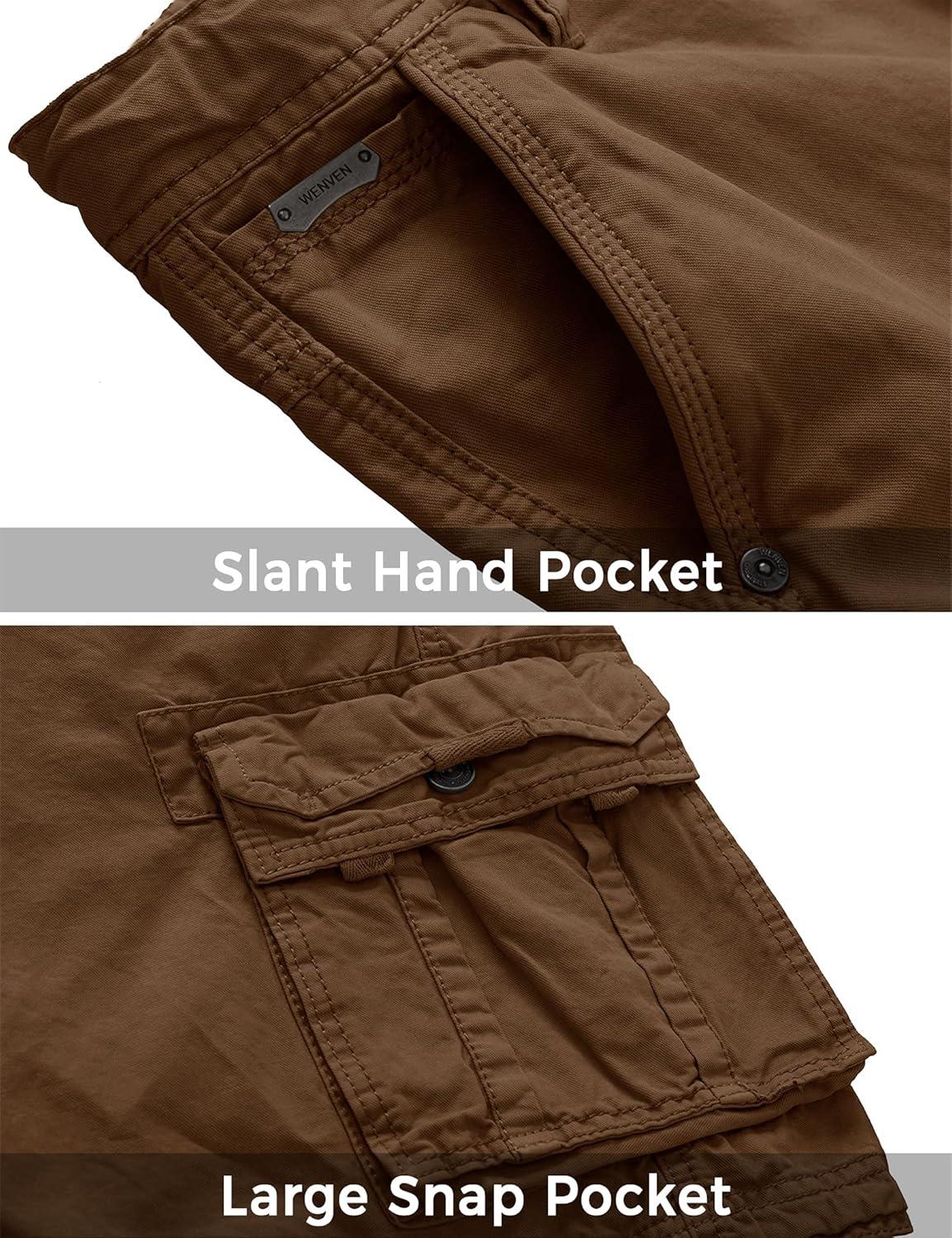 imageWenVen Mens Cotton Twill Cargo Shorts Classic Relaxed Fit Reg and Big amp Tall SizesCoffee
