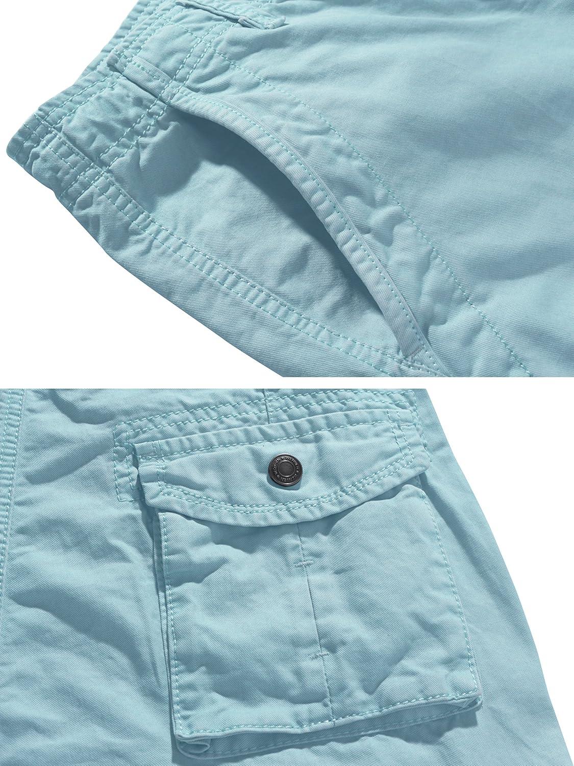imageWenVen Mens Cotton Twill Cargo Shorts Classic Relaxed Fit Reg and Big amp Tall SizesSkyblue