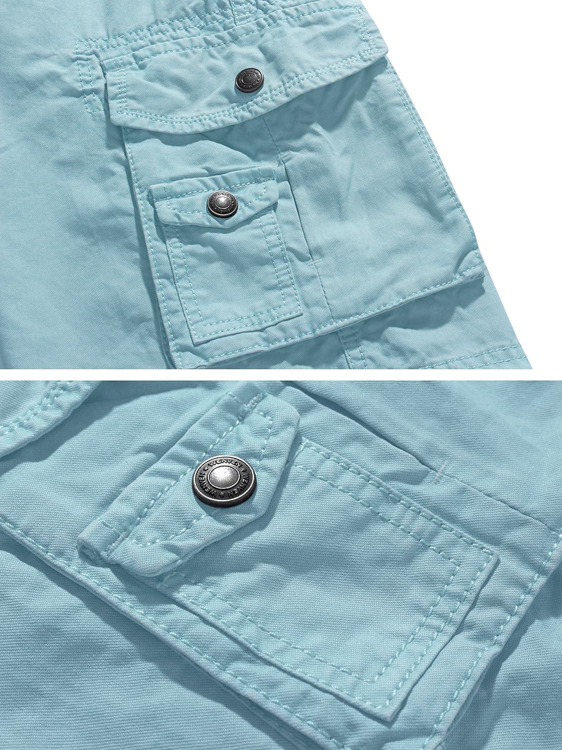 imageWenVen Mens Cotton Twill Cargo Shorts Classic Relaxed Fit Reg and Big amp Tall SizesSkyblue