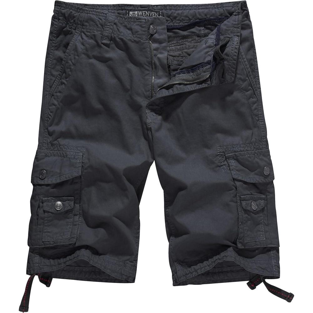imageWenVen Mens Cotton Twill Cargo Shorts Classic Relaxed Fit Reg and Big amp Tall SizesCharcoal