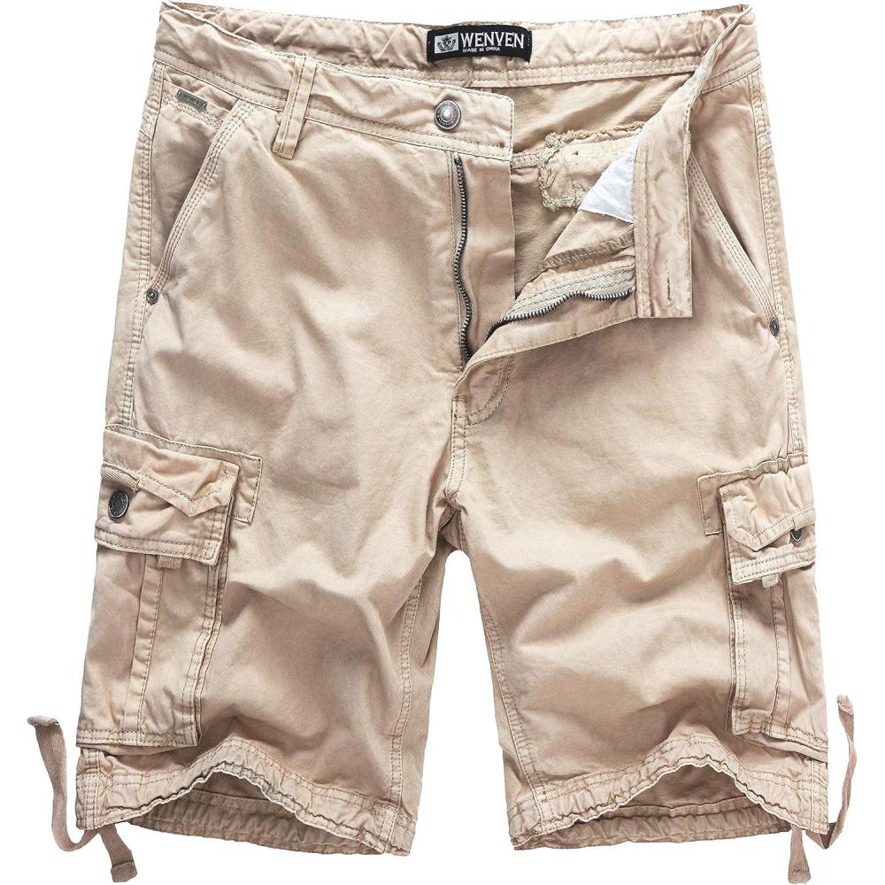 imageWenVen Mens Cotton Twill Cargo Shorts Classic Relaxed Fit Reg and Big amp Tall SizesDark Khaki