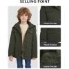 WenVen Boy’s & Girl’s Winter Warm Sherpa Lined Parka Coat with Removable Hood(Army Green)