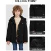 WenVen Boy’s & Girl’s Winter Warm Sherpa Lined Parka Coat with Removable Hood(Black)