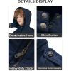 WenVen Boy’s & Girl’s Winter Warm Sherpa Lined Parka Coat with Removable Hood(Blue)