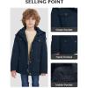 WenVen Boy’s & Girl’s Winter Warm Sherpa Lined Parka Coat with Removable Hood(Blue)