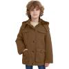 WenVen Boy’s & Girl’s Winter Warm Sherpa Lined Parka Coat with Removable Hood(Brown)