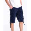 WenVen Men’s Cotton Twill Cargo Shorts Classic Relaxed Fit- Reg and Big & Tall Sizes(Blue)
