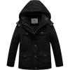 WenVen Boy’s & Girl’s Winter Warm Sherpa Lined Parka Coat with Removable Hood(Black)