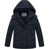 WenVen Boy’s & Girl’s Winter Warm Sherpa Lined Parka Coat with Removable Hood(Blue)