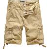 WenVen Men’s Cotton Twill Cargo Shorts Classic Relaxed Fit- Reg and Big & Tall Sizes(Khaki)