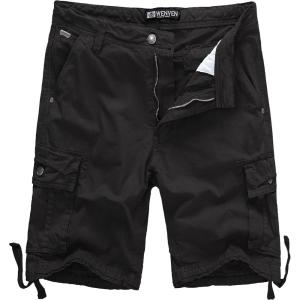 WenVen Men’s Cotton Twill Cargo Shorts Classic Relaxed Fit- Reg and Big & Tall Sizes(Black)