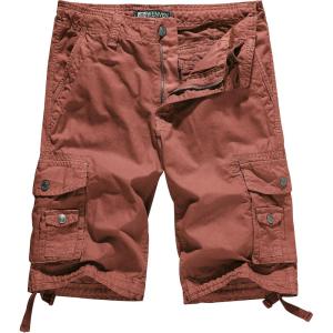 WenVen Men’s Cotton Twill Cargo Shorts Classic Relaxed Fit- Reg and Big & Tall Sizes(Brick Red)