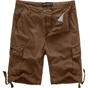 WenVen Men’s Cotton Twill Cargo Shorts Classic Relaxed Fit- Reg and Big & Tall Sizes(Coffee)