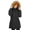 WenVen Women’s Parka Winter Coats Warm Puffer Jacket with Removable Fur Hood(Black)