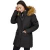 WenVen Women’s Winter Waterproof Thickened Puffer Parka Coat with Fur Hood(Dark Black)