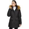 WenVen Women’s Winter Waterproof Thickened Puffer Parka Coat with Fur Hood(Dark Black)
