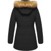 WenVen Women’s Winter Waterproof Thickened Puffer Parka Coat with Fur Hood(Dark Black)