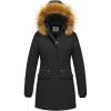 WenVen Women’s Winter Waterproof Thickened Puffer Parka Coat with Fur Hood(Dark Black)