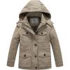 WenVen Boy’s & Girl’s Winter Warm Sherpa Lined Parka Coat with Removable Hood(Khaki)