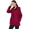 WenVen Women’s Casual Cotton Military Jacket Lightweight Hooded Anorak Coat(Red)