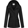 WenVen Women’s Casual Cotton Military Jacket Lightweight Hooded Anorak Coat(Black)