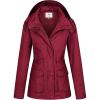 WenVen Women’s Casual Cotton Military Jacket Lightweight Hooded Anorak Coat(Red)
