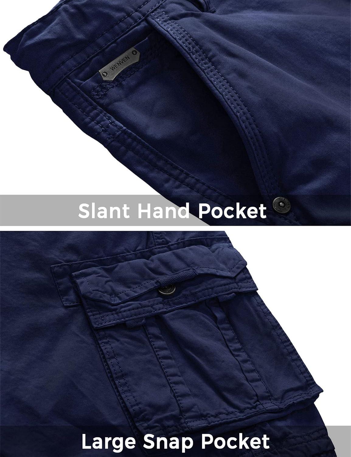 imageWenVen Mens Cotton Twill Cargo Shorts Classic Relaxed Fit Reg and Big amp Tall Sizes2021 Blue