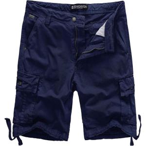 WenVen Men’s Cotton Twill Cargo Shorts Classic Relaxed Fit- Reg and Big & Tall Sizes(2021 Blue)