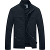 WenVen Men’s Spring Canvas Military Style Jacket Casual Lightweight Cotton Coat(Navy)