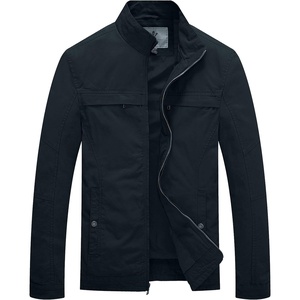 WenVen Men’s Spring Canvas Military Style Jacket Casual Lightweight Cotton Coat(Navy)